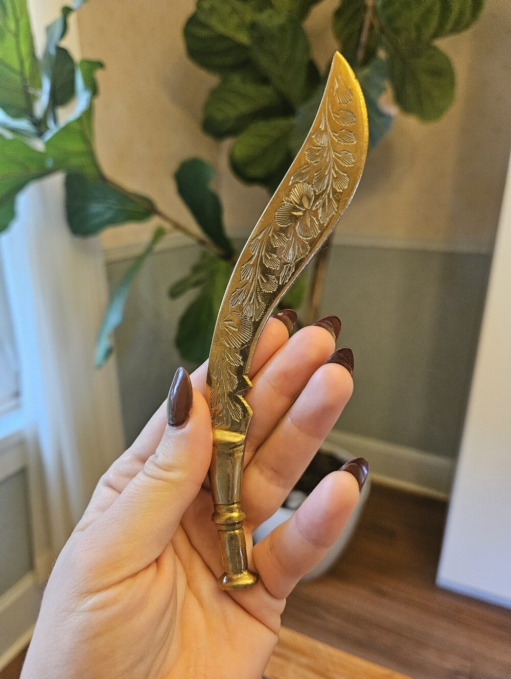Vintage Etched Knife Letter Opener